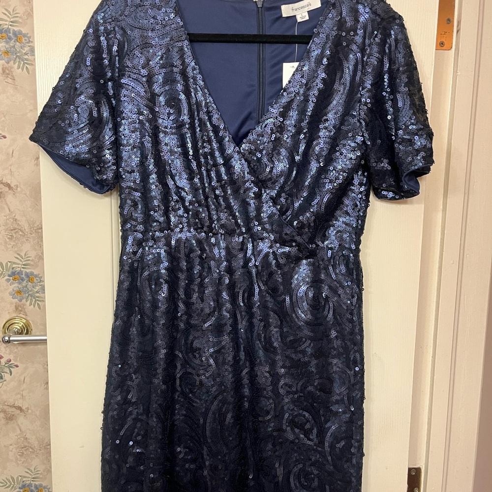 Elegant Navy Sequin Dress